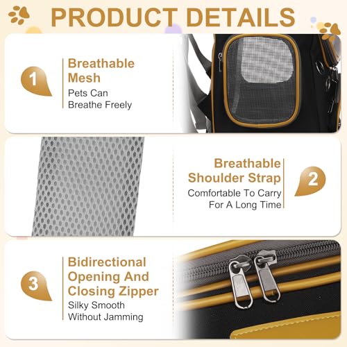 Pet Backpack Carrier, Portable and Ventilated, Oxford Cloth, Dog Cat Travel Bag with Transparent Cover 12.6", (Black, 1 Pcs), Intended for Hiking/Camping/Traveling - color: Black