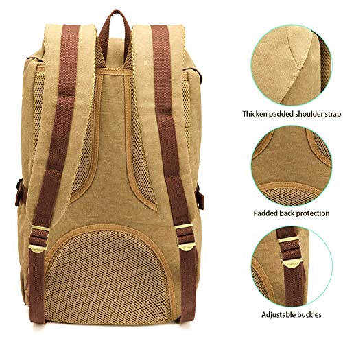 KAUKKO Travel Laptop Backpack, Outdoor Rucksack, Causal backpack Fits 15.6"(Canvas Khaki2pc) - color: Canvas Khkai(2pcs), size: Large