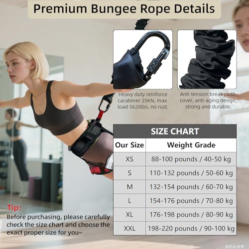 Bungee Fitness Set, Heavy Resistance Band Set, Professional 4D Yoga Bungee Rope Workout Equipment W/6 Sizes, for Home Gym Training & Fitness(Not for Extreme Sports) - size: XXL 198-220 lbs