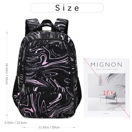 abshoo Lightweight Kids Backpack For School Girls Teens Bookbag Kindergarten Elementary School Bags (Marble Black) - color: Marble Black
