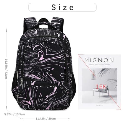 abshoo Lightweight Kids Backpack For School Girls Teens Bookbag Kindergarten Elementary School Bags (Marble Black) - color: Marble Black