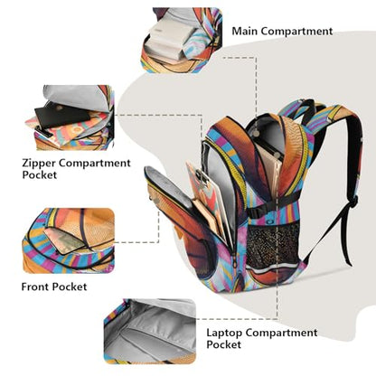 Bolaz Pattern Of A Basketball Travel Backpack 14 Inch Laptop Computer Bag Sturdy School Bag College Bookbag
