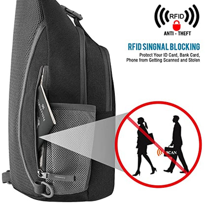 G4Free Sling Bag for Men and Women, RFID Blocking Crossbody Bag, Lightweight Sling Backpack for Travel, Hiking, Walking and Daily Use - color: Black