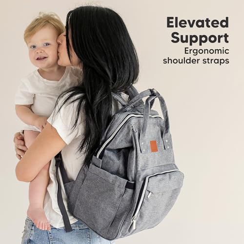 KeaBabies Baby Diaper Bag Backpack - Large Baby Bag for Boys, Girls, Waterproof Multi Function Travel Diaper Backpack with Changing Pad, Durable Travel Essentials for Moms and Dads (Classic Gray) - color: Classic Gray