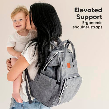 KeaBabies Baby Diaper Bag Backpack - Large Baby Bag for Boys, Girls, Waterproof Multi Function Travel Diaper Backpack with Changing Pad, Durable Travel Essentials for Moms and Dads (Classic Gray) - color: Classic Gray