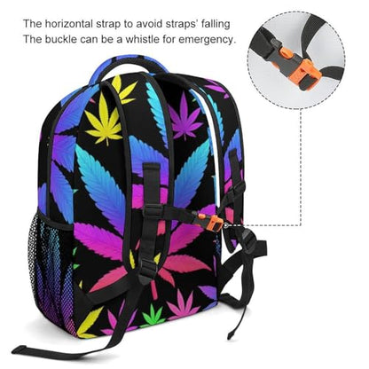 Men Women Casual Large Backpack, Cool Trippy Weed Neon Tie Dye Bookbag Lightweight Computer Bags Travel Hiking Daypack for Office College - color: Color(530)