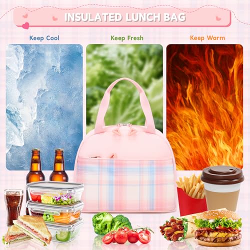 MUSEVOS Girls Backpack with Lunch Bag, Kindergarten Elementary Middle School Backpack, Multiple Compartments Large Capacity Kids Bookbag 3 Pcs Set(Pink) - color: Pink-3pcs Set