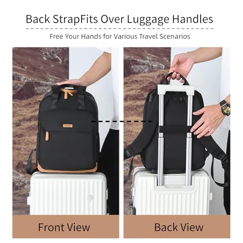 Minimalist Laptop Backpack with Luggage Strap, Stylish Daypack with Anti-Theft Pocket, Durable Casual Carry (BLACK) - color: Black