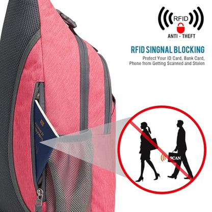 G4Free Sling Bag for Men and Women, RFID Blocking Crossbody Bag, Lightweight Sling Backpack for Travel, Hiking, Walking and Daily Use - color: Red