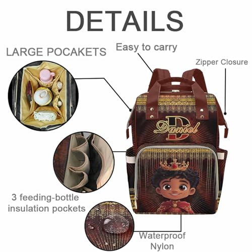 Newcos Custom Name Boy Baby Bags, Personalized Diaper Bag Backpack for Baby Mom, Customized Mommy Bag with Name Water Bottle for Newborn Women Baby Birthday Christmas Travel Tote Bag Birthday Brown - color: Patten 12