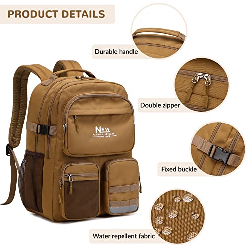 Water Resistant Backpack for Teen Girls Boys Students, Casual Multi Pockets Daypack with 15.6 inch Laptop pocket for Travel School College (Dark Green) - color: Dark Green With Embroidery