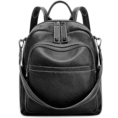 BOYATU Genuine Leather Backpack Purse for Women: Anti Theft Convertible Soft Backpacks - Elegant Womens Travel Backpack (02 Medium-Obsidian Black) - color: 02 Medium-obsidian Black