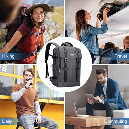 WITZMAN Travel Laptop Backpack for Men Fit 16 inch Computer Carry-on Airline Approved with USB Charging Port(B716 Silvery Grey) - color: Silvery Grey
