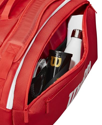 WILSON 2025 Super Tour Red Tennis Racket Bags - size: Racket Bag - Holds up to 15 Rackets