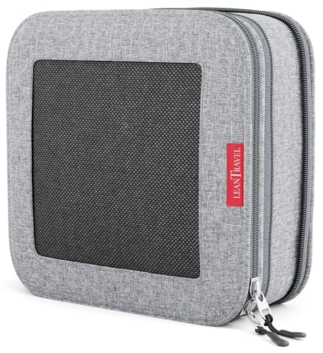 LeanTravel Premium Compression Packing Cubes for Travel - Suitcase Organizer Bags with Double Zipper & Breathable Mesh Panel - Space Saving Carry On Luggage Essentials (1 Medium Bag, Grey) - color: Grey, size: Medium
