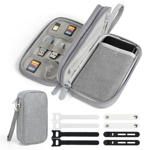 Travel Essentials Electronics Organizer, Double Layers Cable Organizer Bag for 3ft+ Cords, Waterproof Tech Pouch for Charger, Phone & Airplane Gadgets, Gray - color: Gray, size: Small