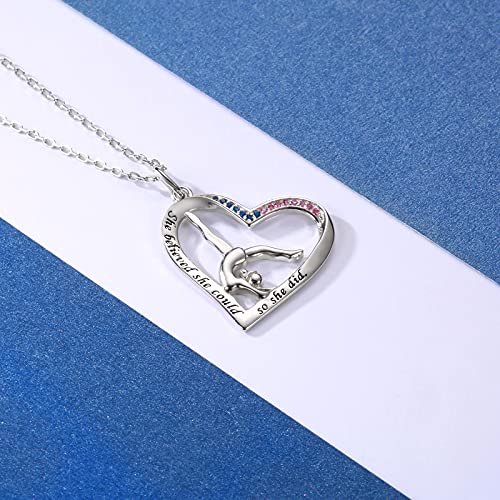 Sariel Gymnastics Gifts for Women Gymnast Necklace 925 Sterling Silver Gymnastics Fashion Jewelry Pendant Birthday - color: She believe 2