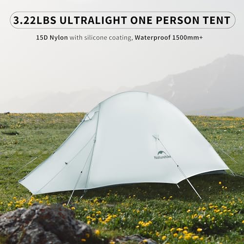 Naturehike Cloud Up 1 Person Tent, Lightweight Backpacking Tents for One Man, Waterproof Ultralight One Person Tent for Camping Hiking Backpacking - color: Light Gray