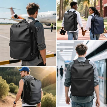 BANGE Travel Backpack with TSA lock version can hold 15.6 inch Laptop suitable Daily Commute and Overnight Flight Approved Anti-theft Bag - color: Black