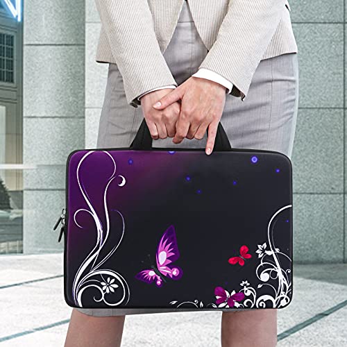 iColor 14 15 15.4 15.6 inch Laptop Handle Bag Computer Protect Case Pouch Holder Notebook Sleeve Neoprene Cover Soft Carring Travel Case for Dell Lenovo Toshiba HP Chromebook ASUS Acer Purple ICB-01 - color: Purple Butterfly