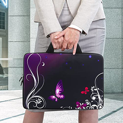 iColor 14 15 15.4 15.6 inch Laptop Handle Bag Computer Protect Case Pouch Holder Notebook Sleeve Neoprene Cover Soft Carring Travel Case for Dell Lenovo Toshiba HP Chromebook ASUS Acer Purple ICB-01 - color: Purple Butterfly