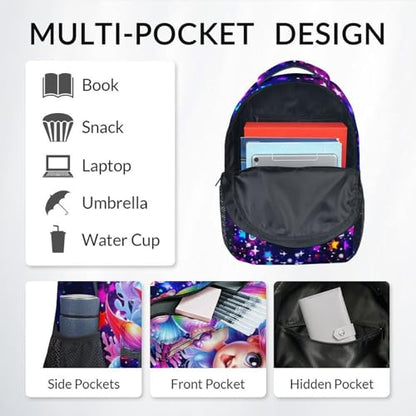 COZYAURA Personalized Kids Backpack for Girls with Custom Name - 17 Inch Mermaid School Bag for Kindergarten & Elementary Student Toddler Bookbag - color: Pink