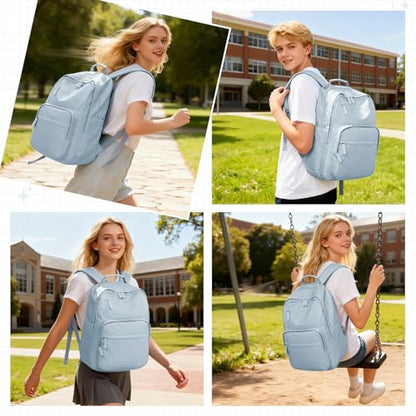 Casual Laptop Backpack for Women Work Travel Daypack Bags, Lightweight Waterproof Backpacks with 2 Large Main Compartments, Anti Theft Slim Sturdy Back Pack, 15” Laptop Sleeve, Blue - color: A1-blue