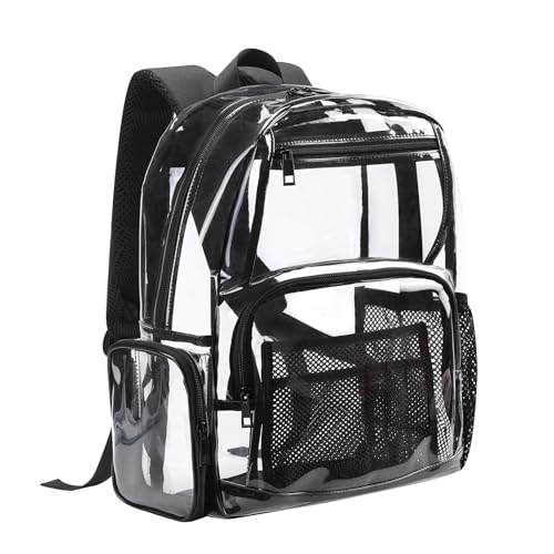 16" Clear Backpack for School – Heavy Duty Transparent Bookbag for Boys, Girls, Men Kids & Adults - size: Large