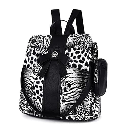 ZOCAI Backpack Purse for Women Fashion Backpack Purses PU Leather Daypacks Anti-Theft Shoulder Bag Satchel Purse - color: Black Leopard