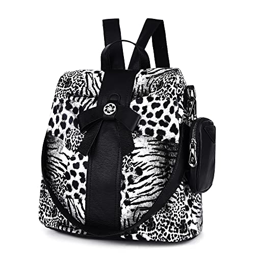 ZOCAI Backpack Purse for Women Fashion Backpack Purses PU Leather Daypacks Anti-Theft Shoulder Bag Satchel Purse - color: Black Leopard