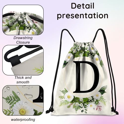 Initial Letter Drawstring Backpack String Sports Gym Bags Waterproof Sackpack Cute for Men Women Beach (13"×17") (Letter-D) - color: Letter-d