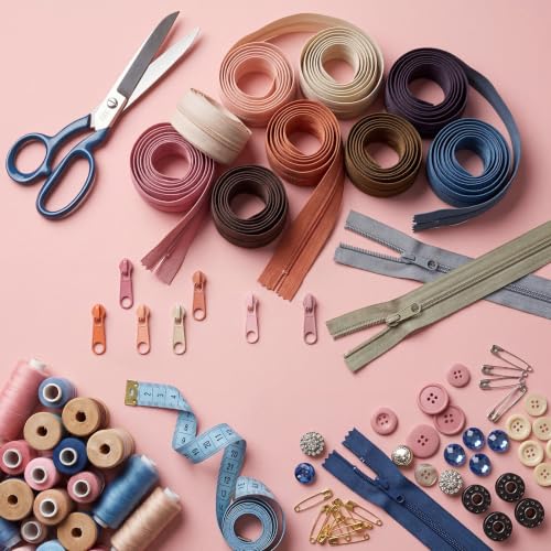 Syhood 24 Colors Zipper Repair Kit, #5 Nylon Coil Sewing Zippers Sewing Supplies Zipper Tape Zippers by the Yard with 96 Pcs Zip Pulls Sliders Purse Hardware for Bags Making (24yard,Blue and Pink) - color: Blue and Pink