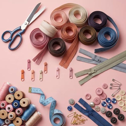 Syhood 24 Colors Zipper Repair Kit, #5 Nylon Coil Sewing Zippers Sewing Supplies Zipper Tape Zippers by the Yard with 96 Pcs Zip Pulls Sliders Purse Hardware for Bags Making (24yard,Blue and Pink) - color: Blue and Pink