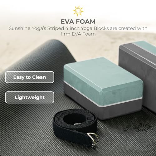 4" Striped Yoga Block, 6 Pack Bulk EVA Foam Yoga Blocks, Firm and Supportive Yoga Brick, Balance Foam for Stretching, Pilates, and Workout, 4" x 6" x 9"