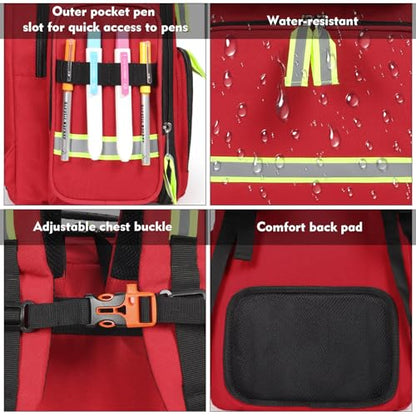 Gatycallaty First Aid Backpack - Multi Pocket Emergency Medical Bag for Camping, Trip, Go Bag, Sports Medicine, Trauma (Red, Pack of 2) - color: Red, Pack of 2