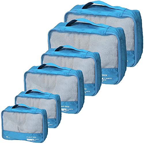 Packing Cubes Set Travel Luggage Organizers Suitcase Lightweight Accessories (Sky Blue) - color: Sky Blue