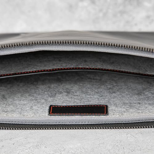 Casemade Real Leather Laptop Case/Zipped Folio Bag with Inner Pocket & Wool Lining Compatible with Apple MacBook, HP, Dell, Asus, Levovo (16 Inch - Black) - color: Black, size: 16 Inch