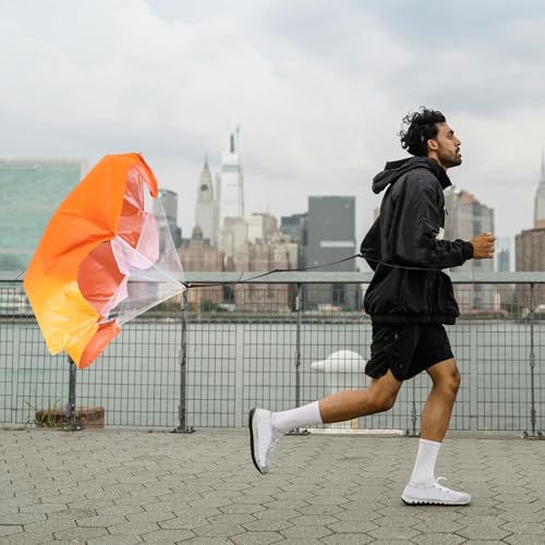 FOMIYES Running Resistance Parachute with Silver-Coated Orange Canopy, Portable Speed Training Equipment for Adult Sprint and Explosive Power Conditioning