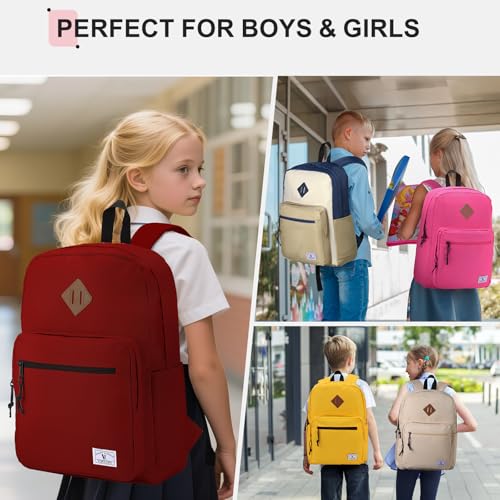 VX VONXURY Backpack for Men Women, Lightweight Kids School Bag, Classic Basic Laptop Bookbag for College Work Travel Hiking - color: Red