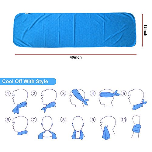 Sukeen 10 Pack Cooling Towels (40"x12"), Neck and Face, Microfiber Cool Towel, Soft Breathable Chilly Towel for Yoga, Golf, Gym, Camping, Running, Workout & More Activities - color: Lake Blue+dark Grey+pale Green+pink+black+blue+green+light Purple+dark Bl