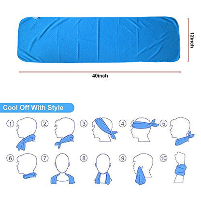 Sukeen 10 Pack Cooling Towels (40"x12"), Neck and Face, Microfiber Cool Towel, Soft Breathable Chilly Towel for Yoga, Golf, Gym, Camping, Running, Workout & More Activities - color: Lake Blue+dark Grey+pale Green+pink+black+blue+green+light Purple+dark Bl