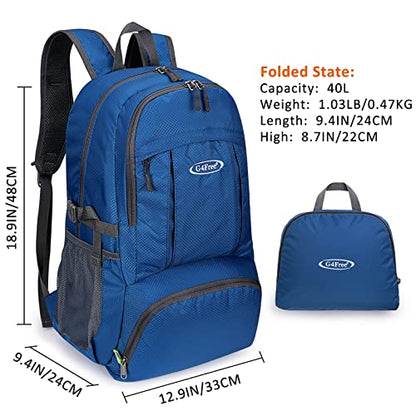 G4Free 40L Lightweight Packable Hiking Backpack, Waterproof Travel Daypack - color: Dark Blue