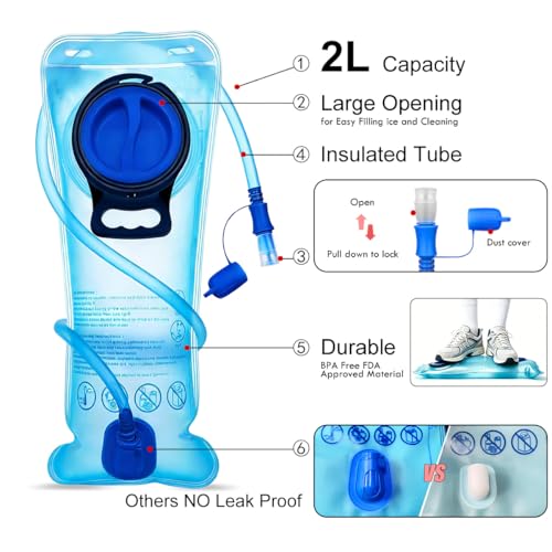 Mothybot Hydration Pack, Insulated Hydration Backpack with 2L BPA Free Water Bladder and Storage, Hiking Backpack for Men, Women, Kids for Running, Cycling, Camping - Keep Liquid Cool up to 5 Hours - color: Emerald