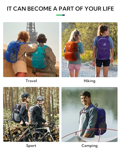 WATERFLY Small Lightweight Packable Hiking Backpack Foldable Travel Daypack - color: E-dark Blue, size: 25L