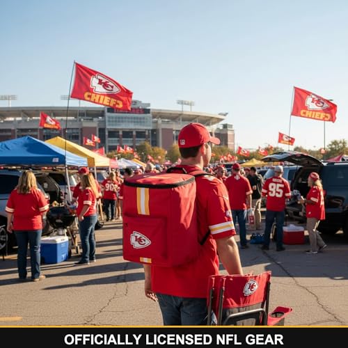 Cooler Backpack – Portable Soft Sided Ice Chest – Insulated Bag Holds 36 Cans - Football Gear – Show Your Team Spirit with Officially Licensed Fan Gear - style: Kansas City Chiefs