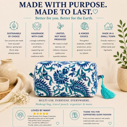 Huar Travel Makeup Bag- Large Capacity Cosmetic Bags for Women - color: Ocean Whisper