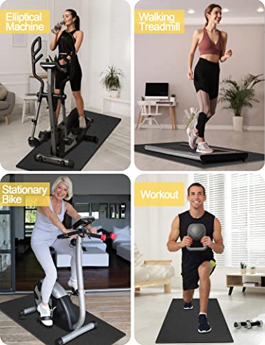 Treadmill Mat,60" x 30",6mm Thickness Exercise Equipment Mat for Carpet Hardwood Floors, Compatible with Walking Pad,Spin Bike,Elliptical Trainer,Rowing Machine - size: 60"L x 30"W x 0.24"Th