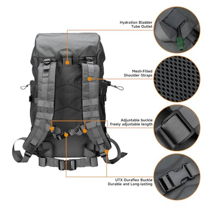 EXCELLENT ELITE SPANKER 40L Camping Hiking Backpack for Men and Women Tactical Military Backpack Large Rucksack Assault Pack Bag for Outdoor Camping, Hiking,Travel Backpacking(Grey - color: Grey