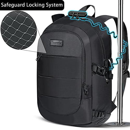 Tzowla 35 Liter Anti Theft Backpack with Giant Tumbler Holder Pocket and Lock,15.6 Inch Laptop Backpack - color: A-black, size: 35 l 15.6 inch