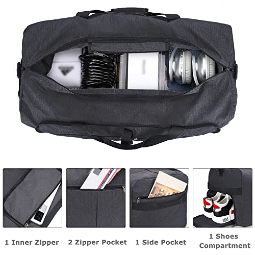 120L Foldable Collapsible Waterproof Travel Duffel Bag for Men and Women with Shoe Compartment - color: Black, size: 120L